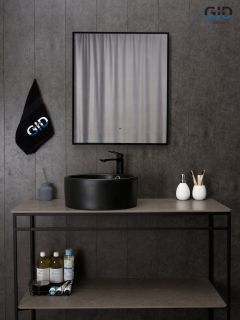 Раковина Gid N9130bg 53382 накладная черная графит 41.5x41.5x16.5